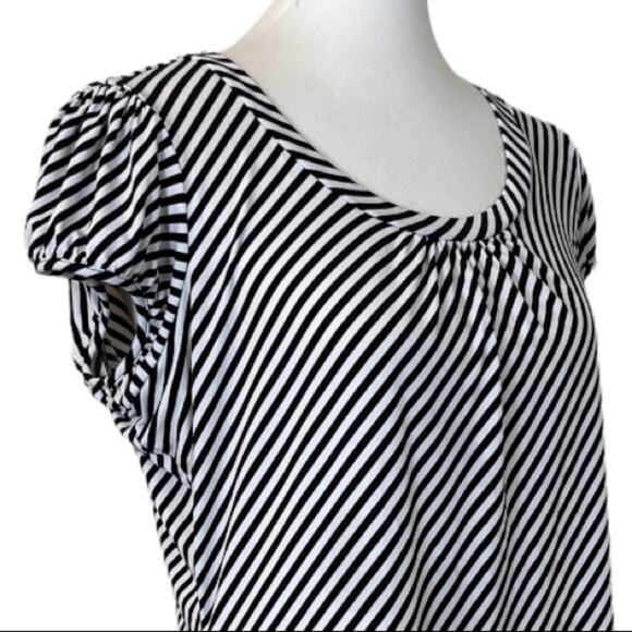 Worthington Women's Black White Diagonal Stripe Scoop Neck Career Top Size Large - Picture 6 of 10